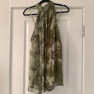 Anthropologie Green Floral Halter Top